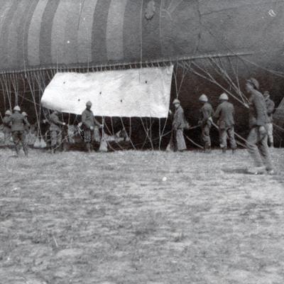 Preparing an observation balloon.